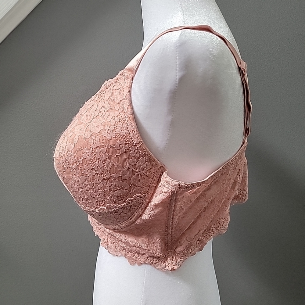 Honeydew Bra 40D Pink Lace Padded Underwire Adjustable Clasp And Strap - Picture 2 of 4